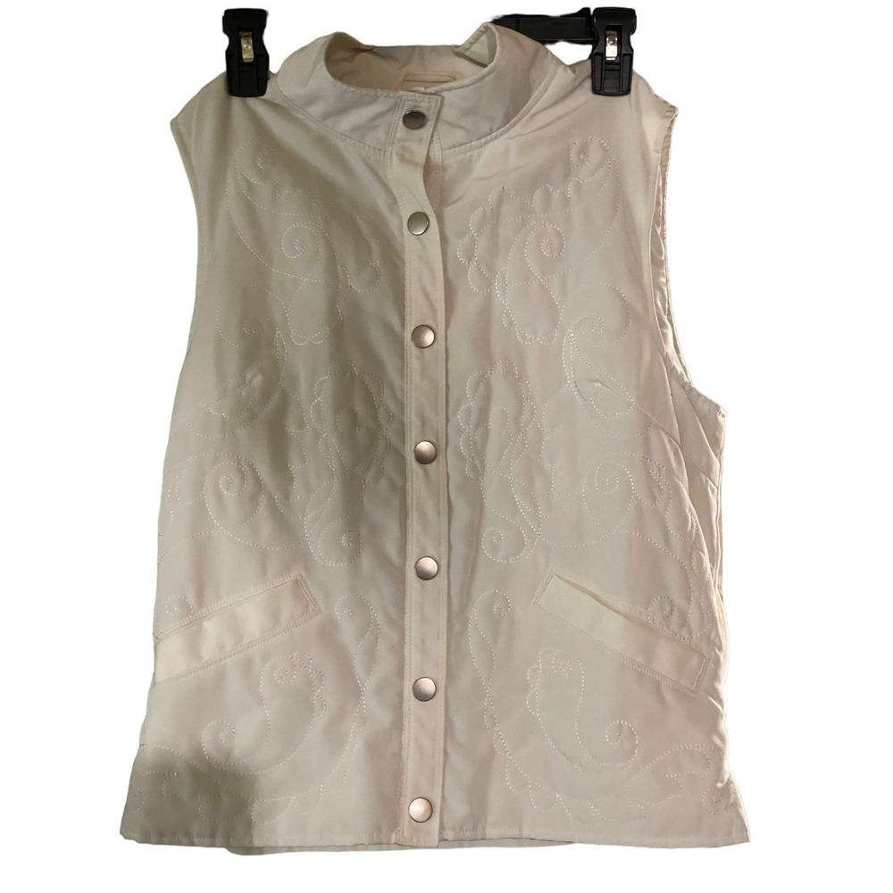 Mountain Lake Petite Size Small quilted vest white Button Down Sleeveless